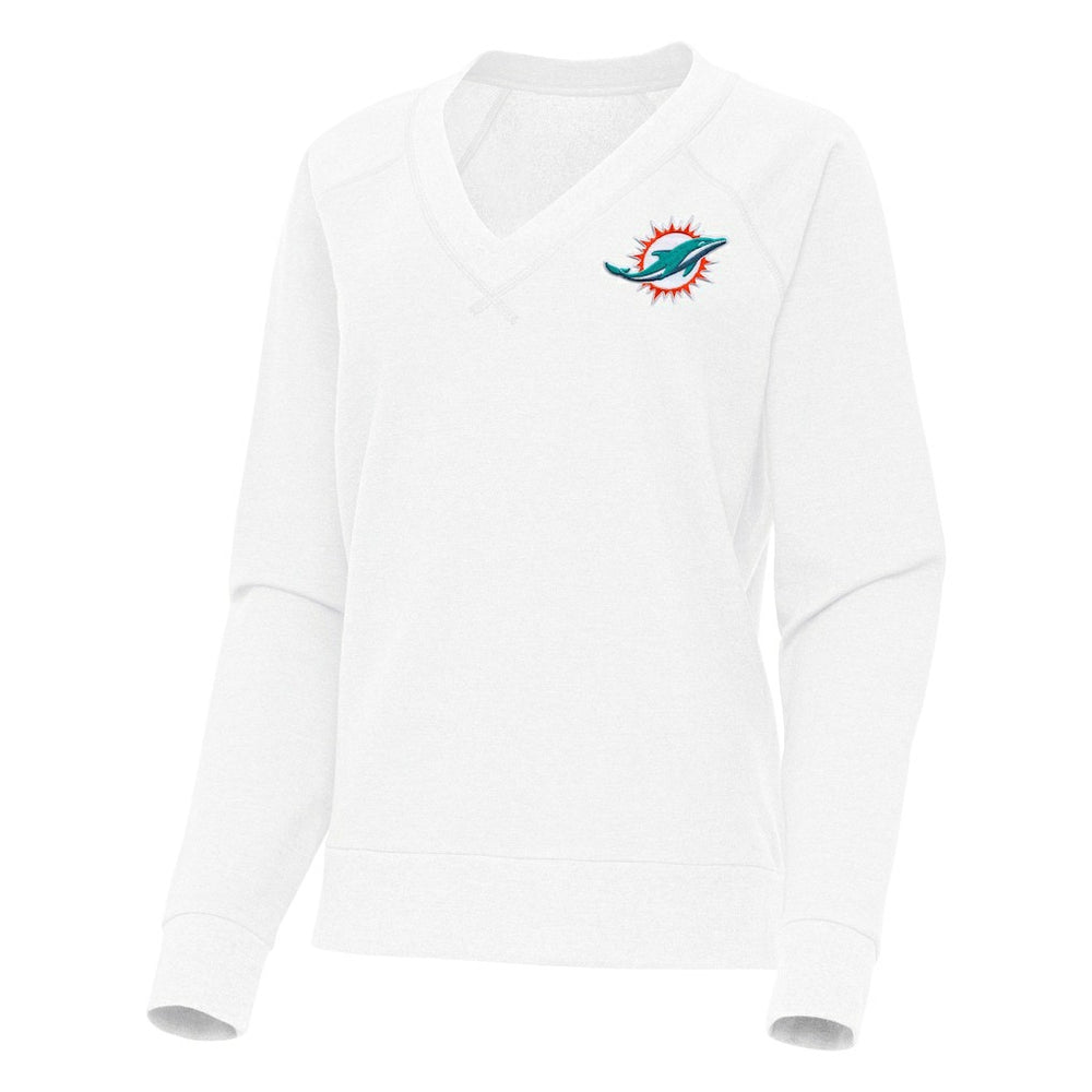 Miami Dolphins Antigua Women's Varsity Tri-Blend V-Neck Long Sleeve T-Shirt - White cheap