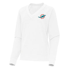 Miami Dolphins Antigua Women's Varsity Tri-Blend V-Neck Long Sleeve T-Shirt - White cheap