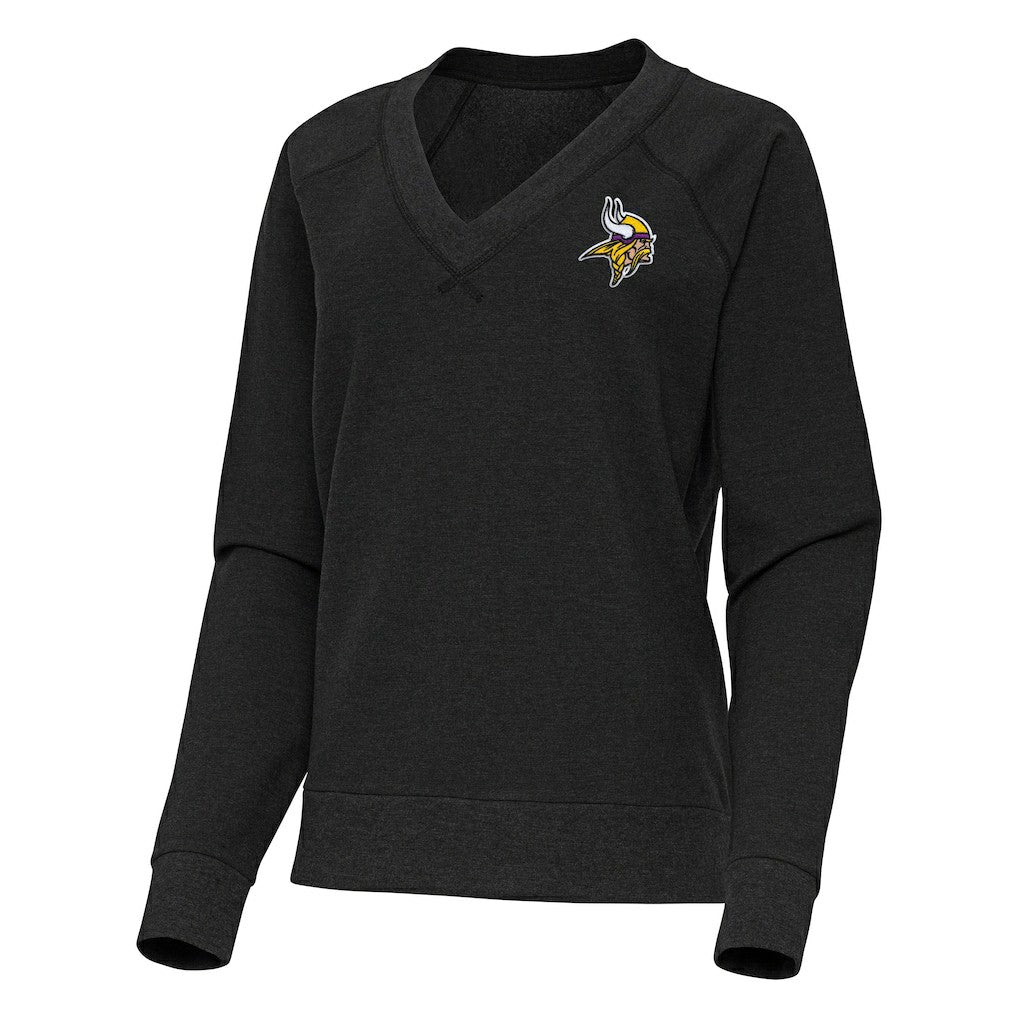 Minnesota Vikings Antigua Women's Varsity Tri-Blend V-Neck Long Sleeve T-Shirt - Heather Black discount