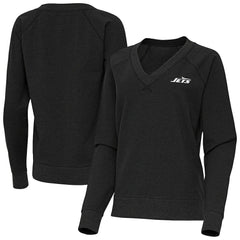 New York Jets Antigua Women's Varsity Tri-Blend V-Neck Long Sleeve T-Shirt - Heather Black outlet