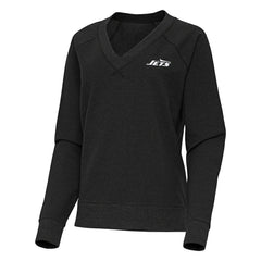 New York Jets Antigua Women's Varsity Tri-Blend V-Neck Long Sleeve T-Shirt - Heather Black outlet