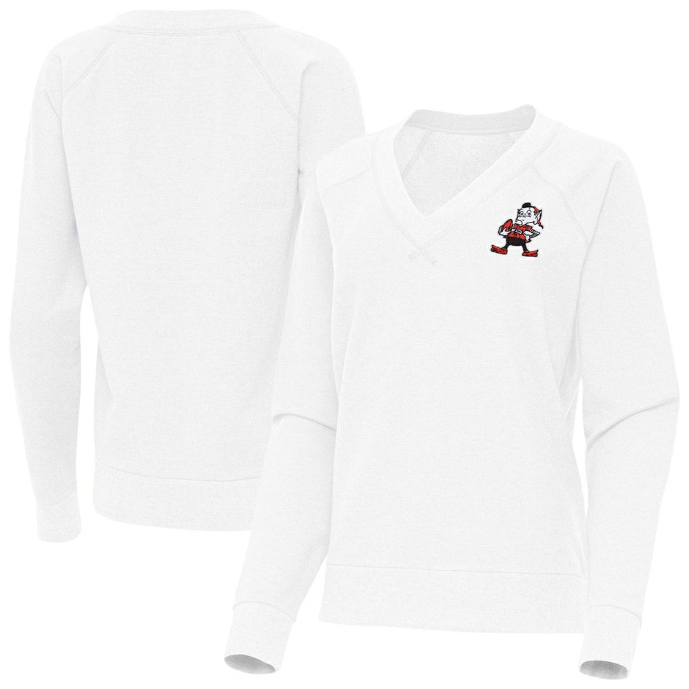 Cleveland Browns Antigua Women's Varsity Tri-Blend V-Neck Long Sleeve T-Shirt - White for sale