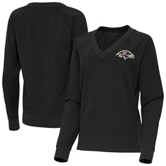 Baltimore Ravens Antigua Women's Varsity Tri-Blend V-Neck Long Sleeve T-Shirt - Heather Black for sale