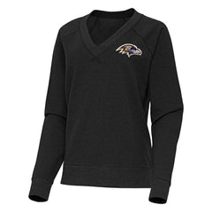 Baltimore Ravens Antigua Women's Varsity Tri-Blend V-Neck Long Sleeve T-Shirt - Heather Black for sale