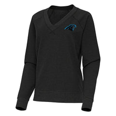 Carolina Panthers Antigua Women's Varsity Tri-Blend V-Neck Long Sleeve T-Shirt - Heather Black on sale