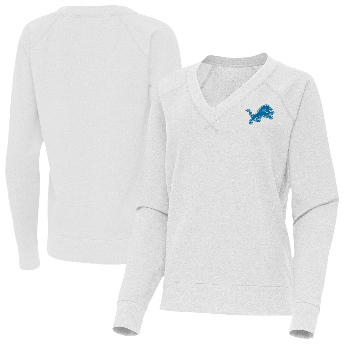 Detroit Lions Antigua Women's Varsity Tri-Blend V-Neck Long Sleeve T-Shirt - Heather Gray for sale