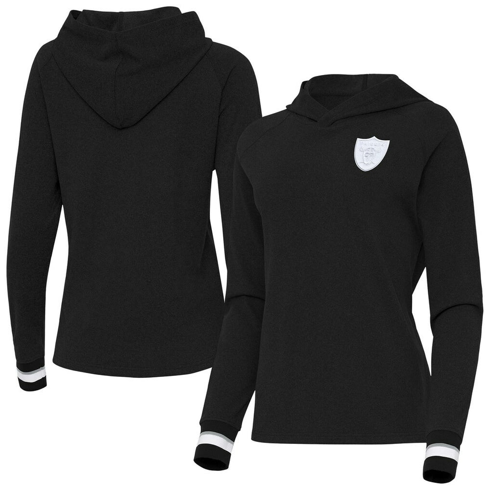 Las Vegas Raiders Antigua Women's Trek Raglan Pullover Hoodie - Black sale
