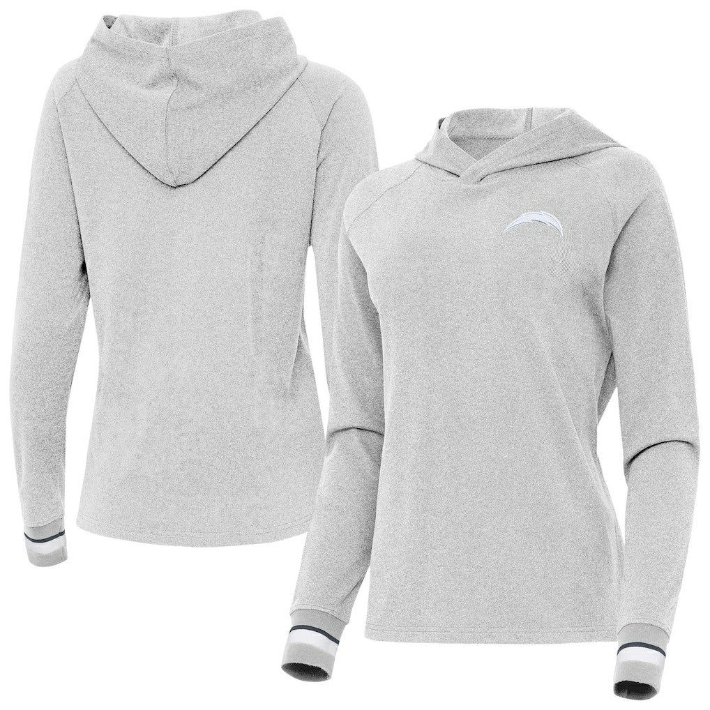Los Angeles Chargers Antigua Women's Trek Raglan Pullover Hoodie - Heather Gray outlet