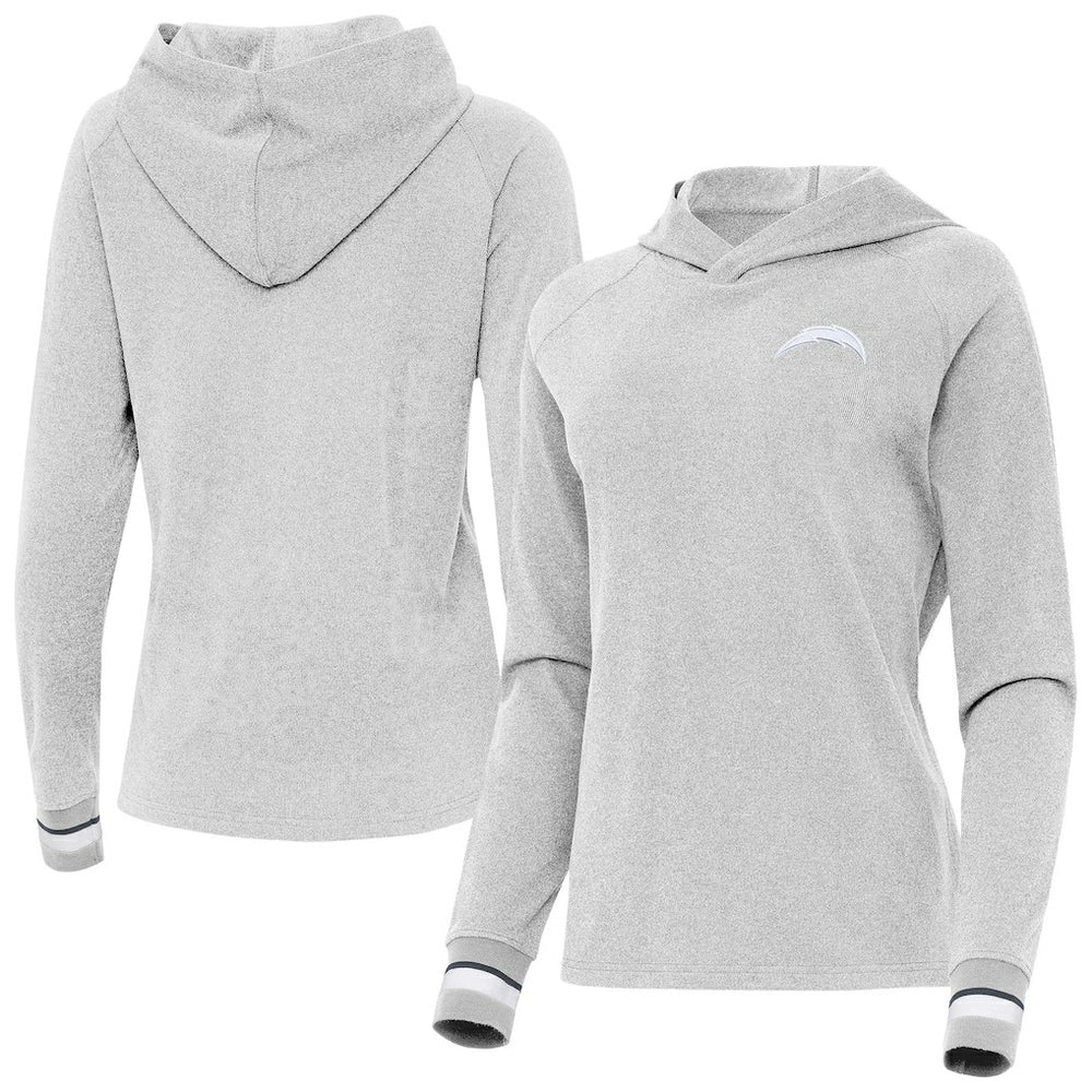 Los Angeles Chargers Antigua Women's Trek Raglan Pullover Hoodie - Heather Gray outlet