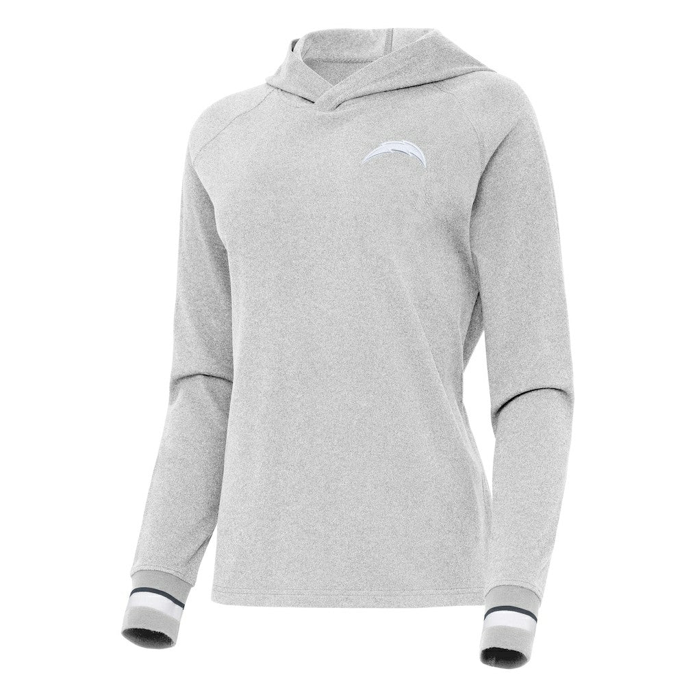 Los Angeles Chargers Antigua Women's Trek Raglan Pullover Hoodie - Heather Gray outlet