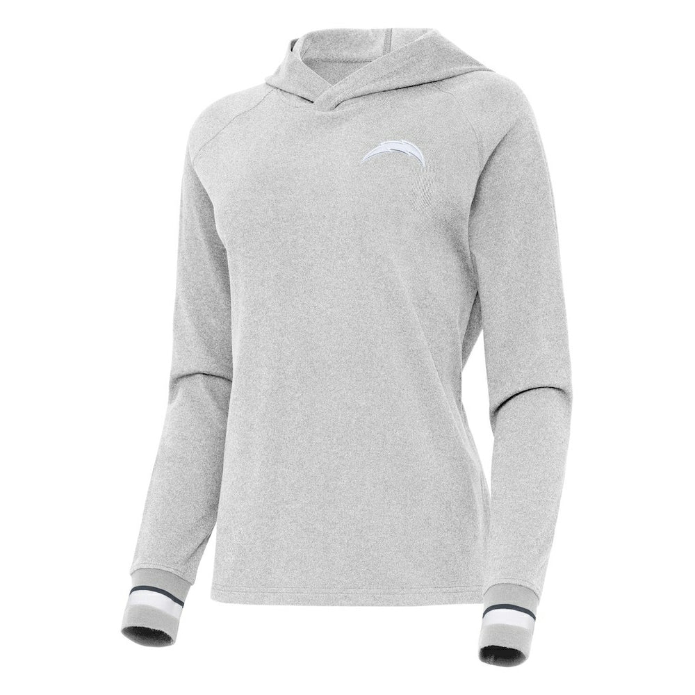 Los Angeles Chargers Antigua Women's Trek Raglan Pullover Hoodie - Heather Gray outlet
