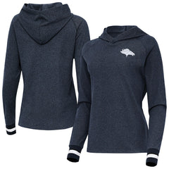 Denver Broncos Antigua Women's Trek Raglan Pullover Hoodie - Heather Navy online