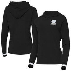 Green Bay Packers Antigua Women's Trek Raglan Pullover Hoodie - Black for sale