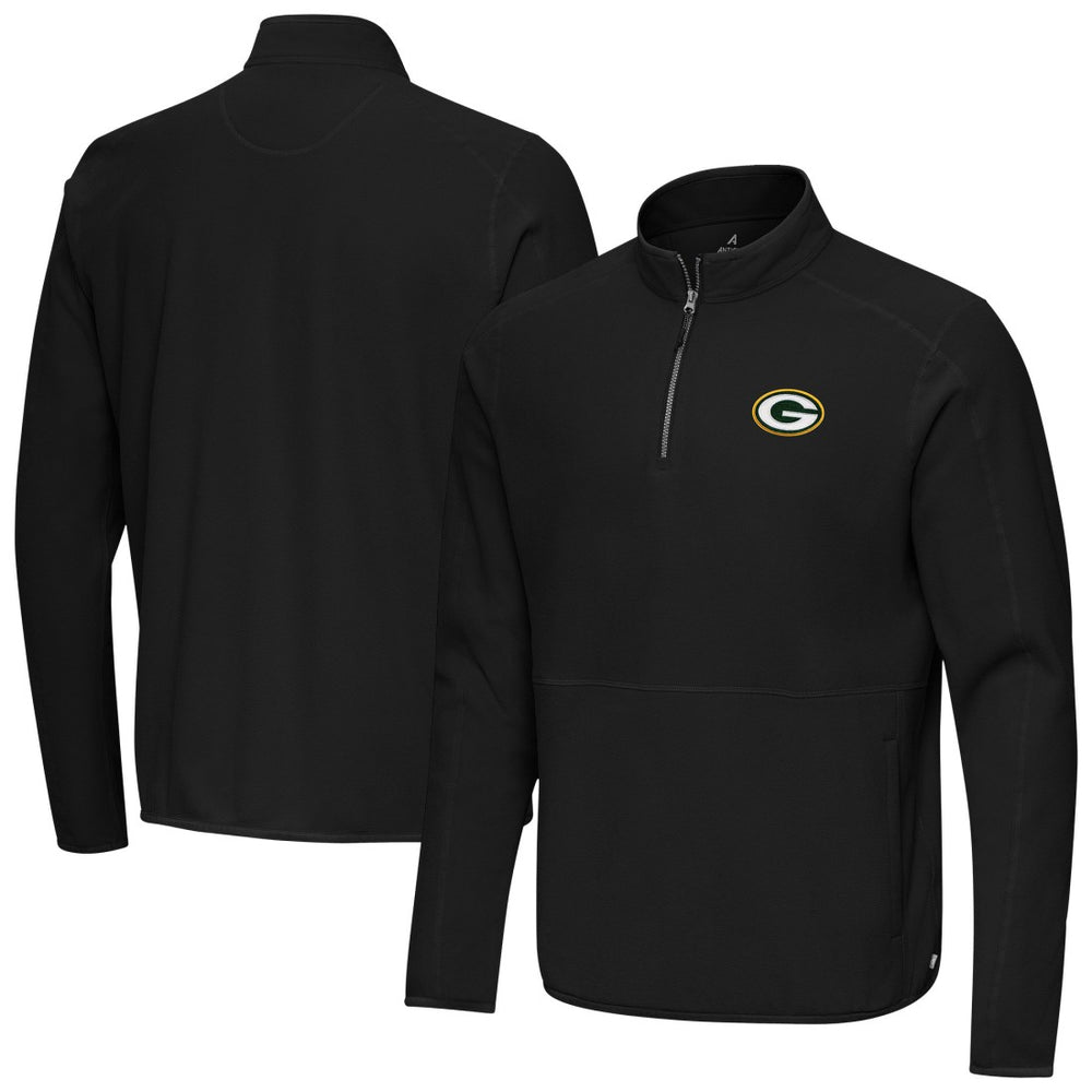 Green Bay Packers Antigua Step Up Quarter-Zip Pullover - Black cheap
