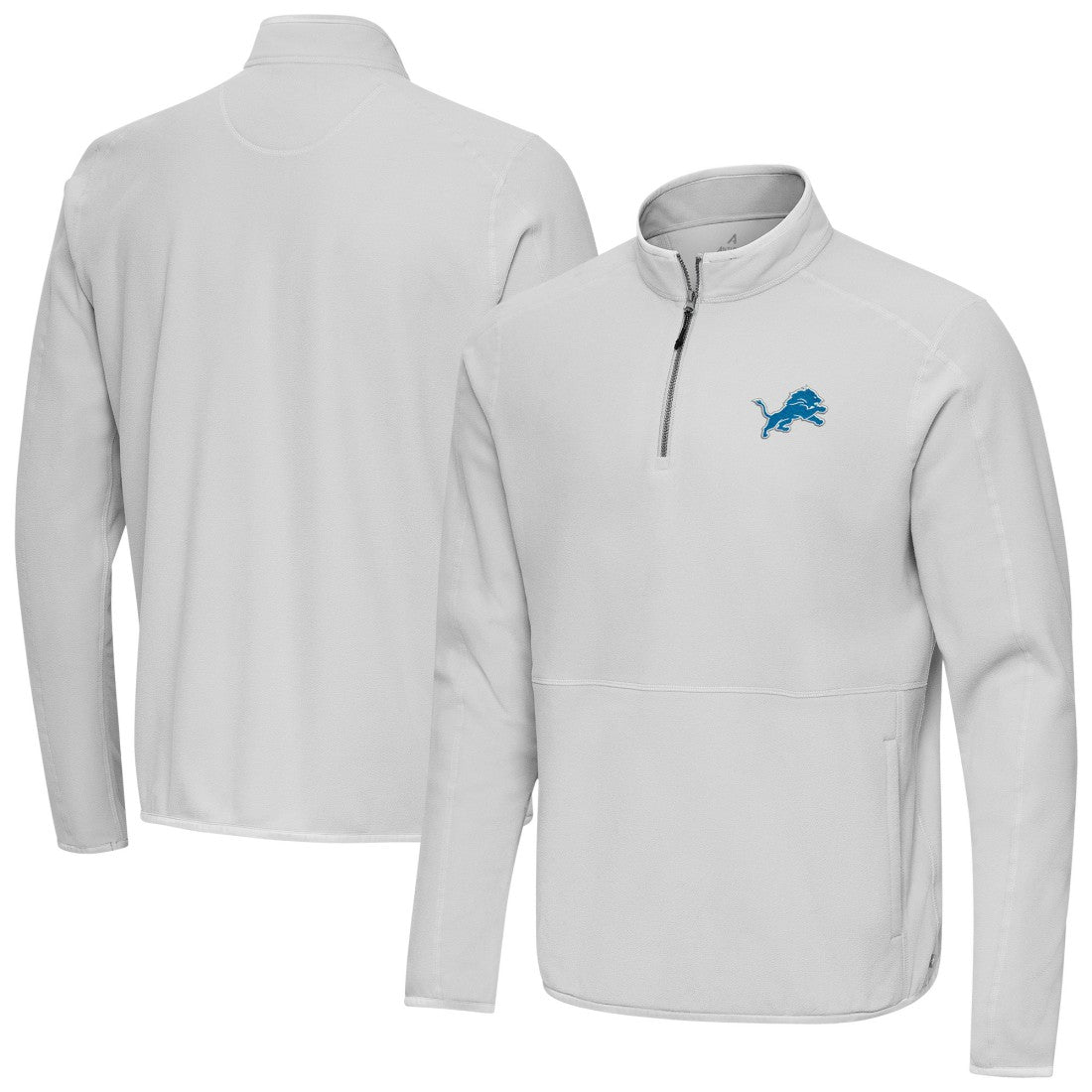 Detroit Lions Antigua Step Up Quarter-Zip Pullover - Gray for sale