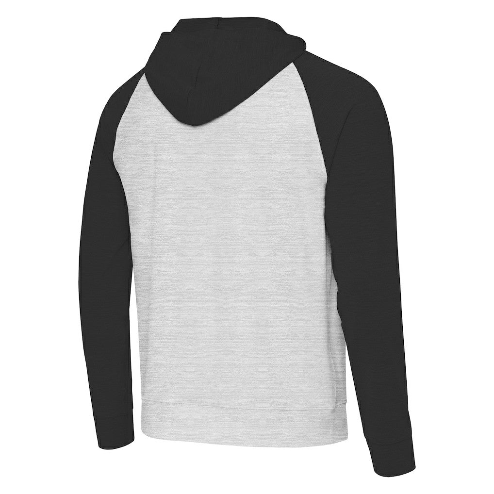 Cleveland Browns Antigua Urgent Raglan Pullover Hoodie - Heather Gray/Black for sale