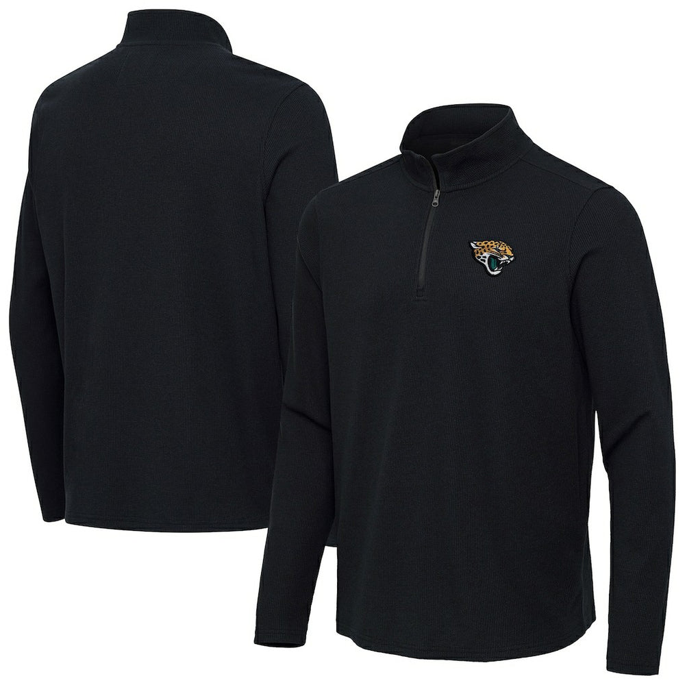 Jacksonville Jaguars Antigua Sync Tri-Blend Quarter-Zip Pullover - Heather Black cheap