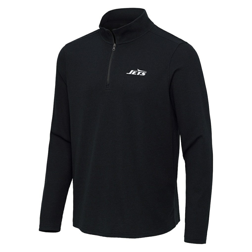 New York Jets Antigua Sync Tri-Blend Quarter-Zip Pullover - Heather Black online