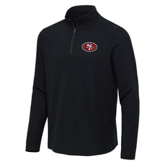 San Francisco 49ers Antigua Sync Tri-Blend Quarter-Zip Pullover - Heather Black for sale