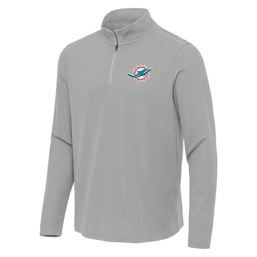 Miami Dolphins Antigua Sync Tri-Blend Quarter-Zip Pullover - Heather Gray for sale