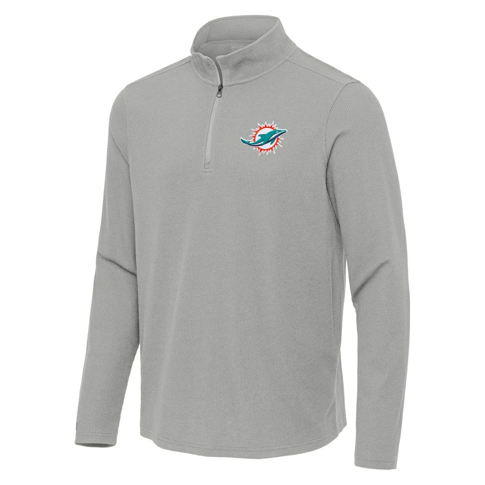 Miami Dolphins Antigua Sync Tri-Blend Quarter-Zip Pullover - Heather Gray for sale