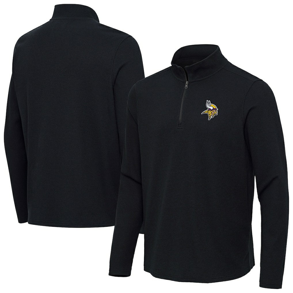 Minnesota Vikings Antigua Sync Tri-Blend Quarter-Zip Pullover - Heather Black for sale