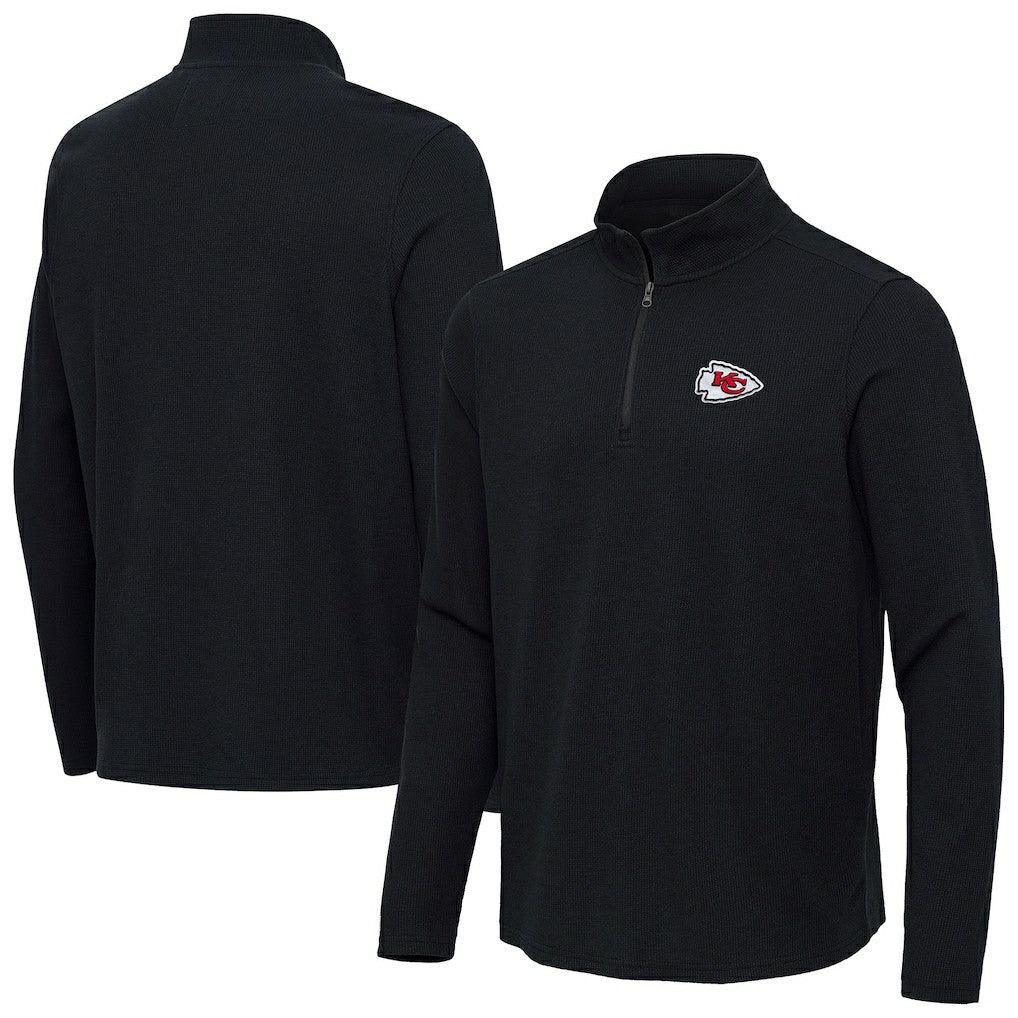 Kansas City Chiefs Antigua Sync Tri-Blend Quarter-Zip Pullover - Heather Black cheap