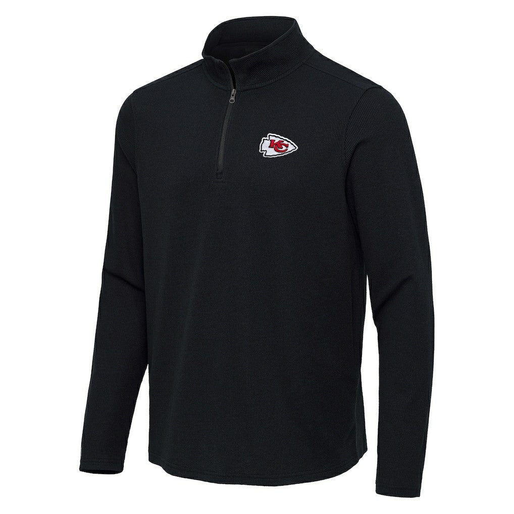 Kansas City Chiefs Antigua Sync Tri-Blend Quarter-Zip Pullover - Heather Black cheap