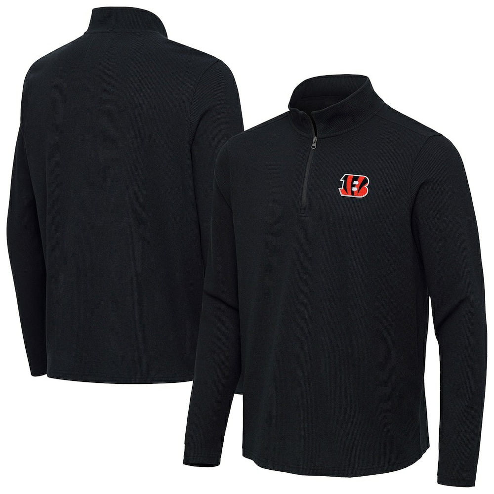 Cincinnati Bengals Antigua Sync Tri-Blend Quarter-Zip Pullover - Heather Black outlet
