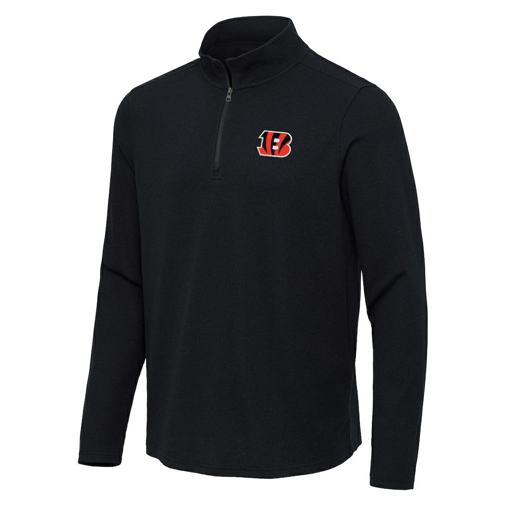 Cincinnati Bengals Antigua Sync Tri-Blend Quarter-Zip Pullover - Heather Black outlet