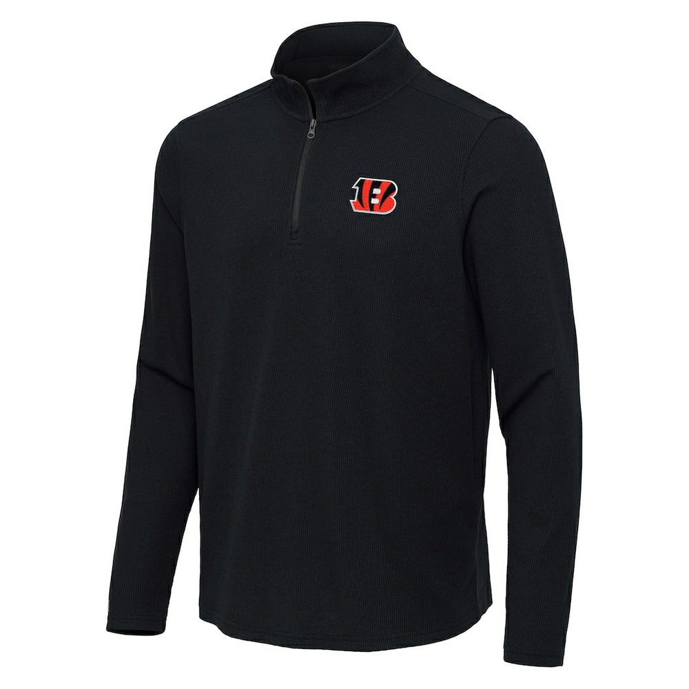 Cincinnati Bengals Antigua Sync Tri-Blend Quarter-Zip Pullover - Heather Black outlet