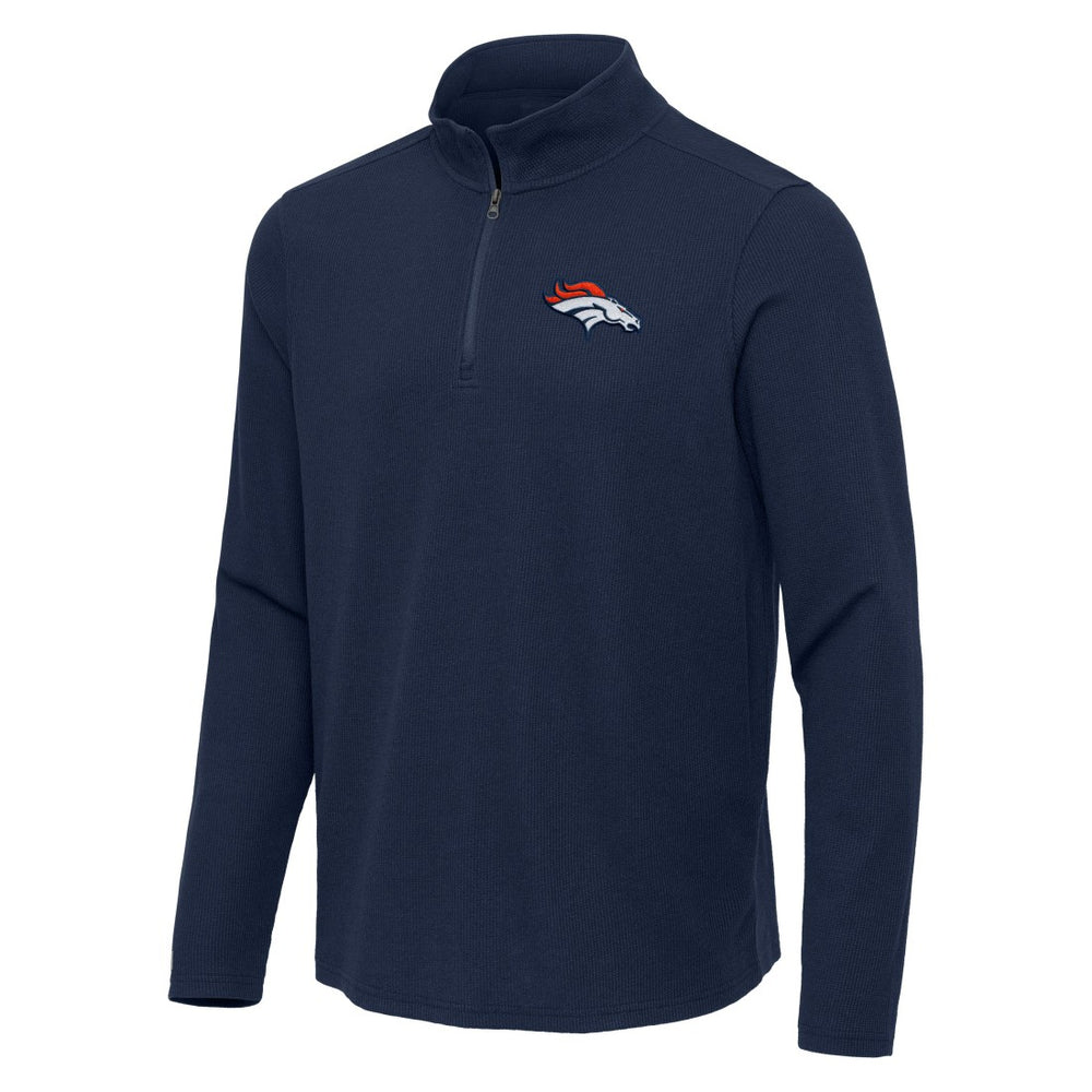 Denver Broncos Antigua Sync Tri-Blend Quarter-Zip Pullover - Heather Navy outlet