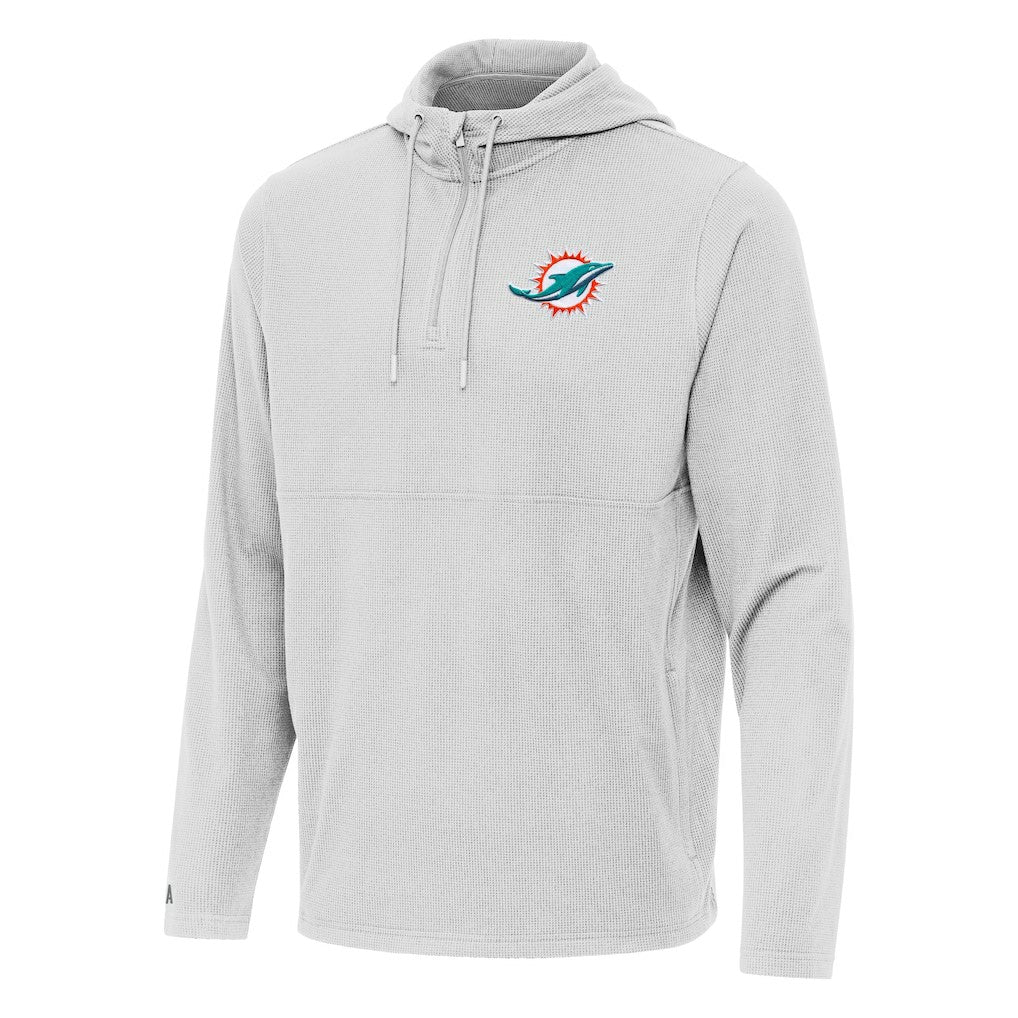 Miami Dolphins Antigua Connected Quarter-Zip Pullover Hoodie - Gray on sale