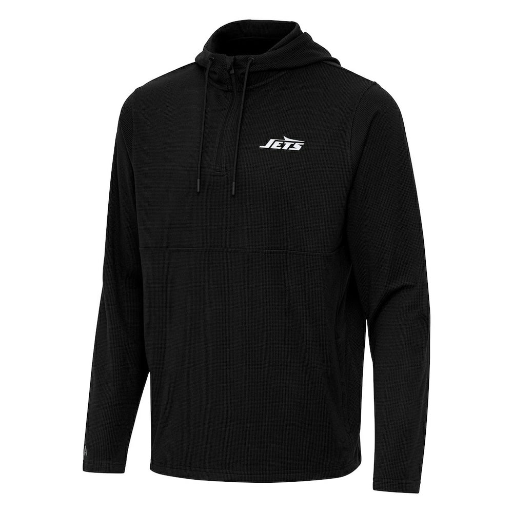 New York Jets Antigua Connected Quarter-Zip Pullover Hoodie - Black sale