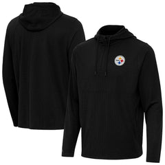 Pittsburgh Steelers Antigua Connected Quarter-Zip Pullover Hoodie - Black for sale