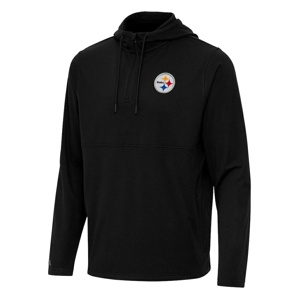 Pittsburgh Steelers Antigua Connected Quarter-Zip Pullover Hoodie - Black for sale