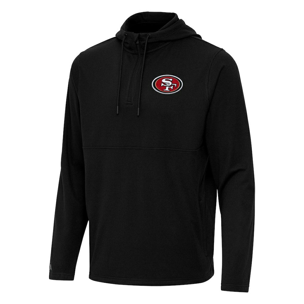San Francisco 49ers Antigua Connected Quarter-Zip Pullover Hoodie - Black cheap