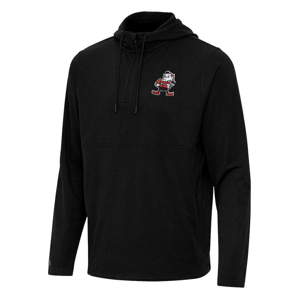 Cleveland Browns Antigua Throwback Connected Quarter-Zip Pullover Hoodie - Black discount