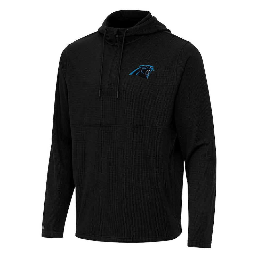 Carolina Panthers Antigua Connected Quarter-Zip Pullover Hoodie - Black cheap