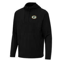 Green Bay Packers Antigua Connected Quarter-Zip Pullover Hoodie - Black on sale
