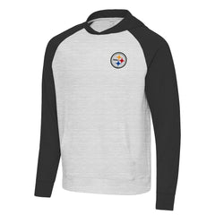Pittsburgh Steelers Antigua Urgent Pullover Hoodie - Black/Heather Gray discount