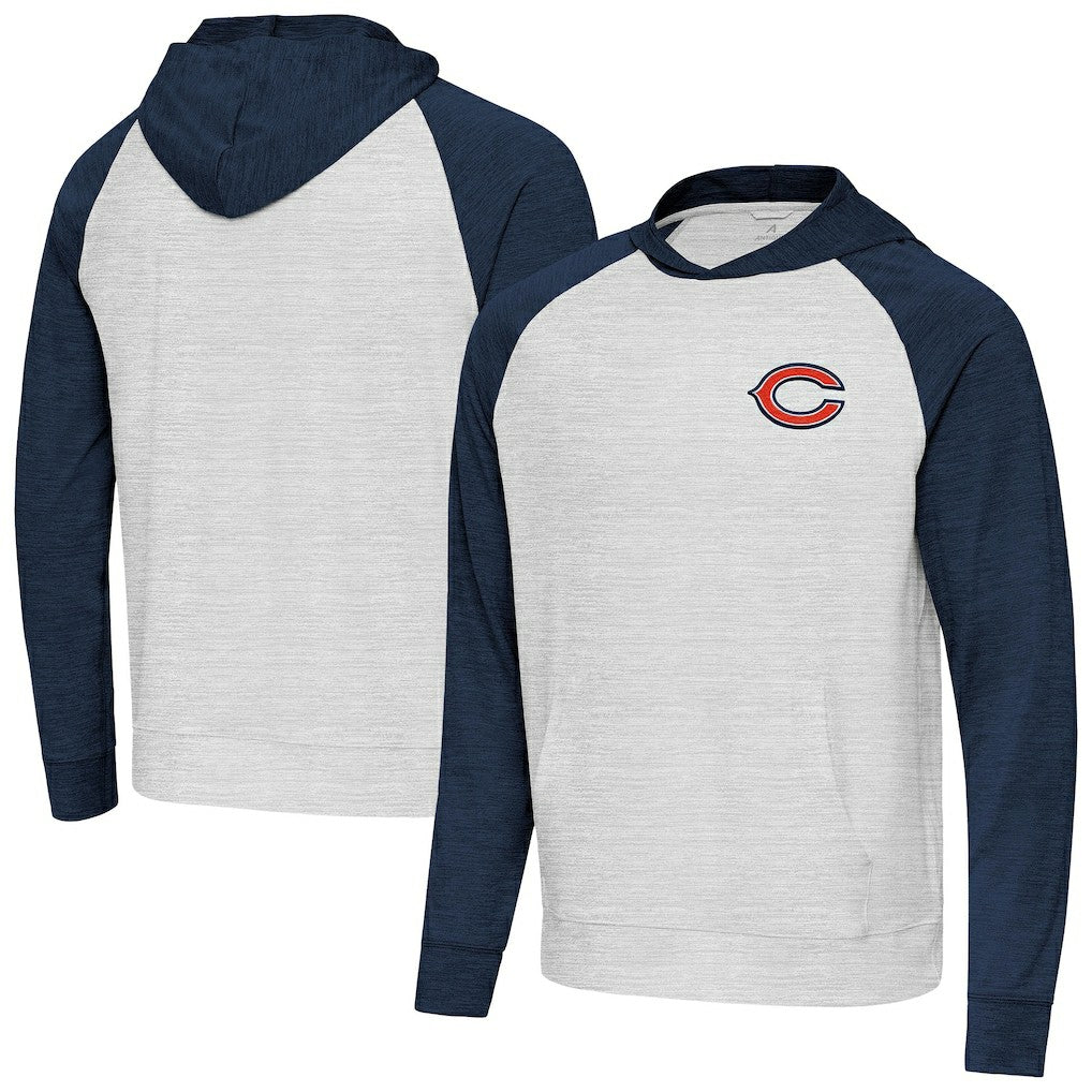 Chicago Bears Antigua Urgent Pullover Hoodie - Heather Navy/Gray outlet
