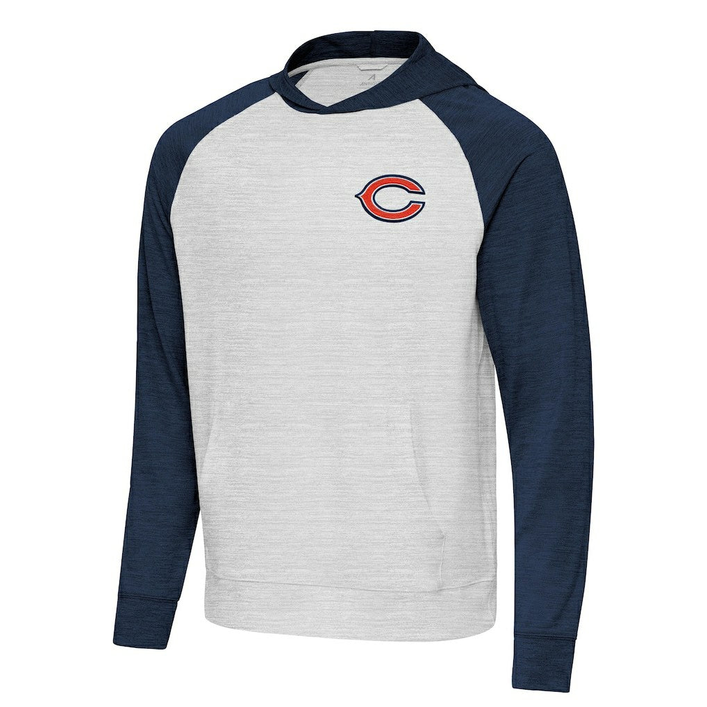 Chicago Bears Antigua Urgent Pullover Hoodie - Heather Navy/Gray outlet
