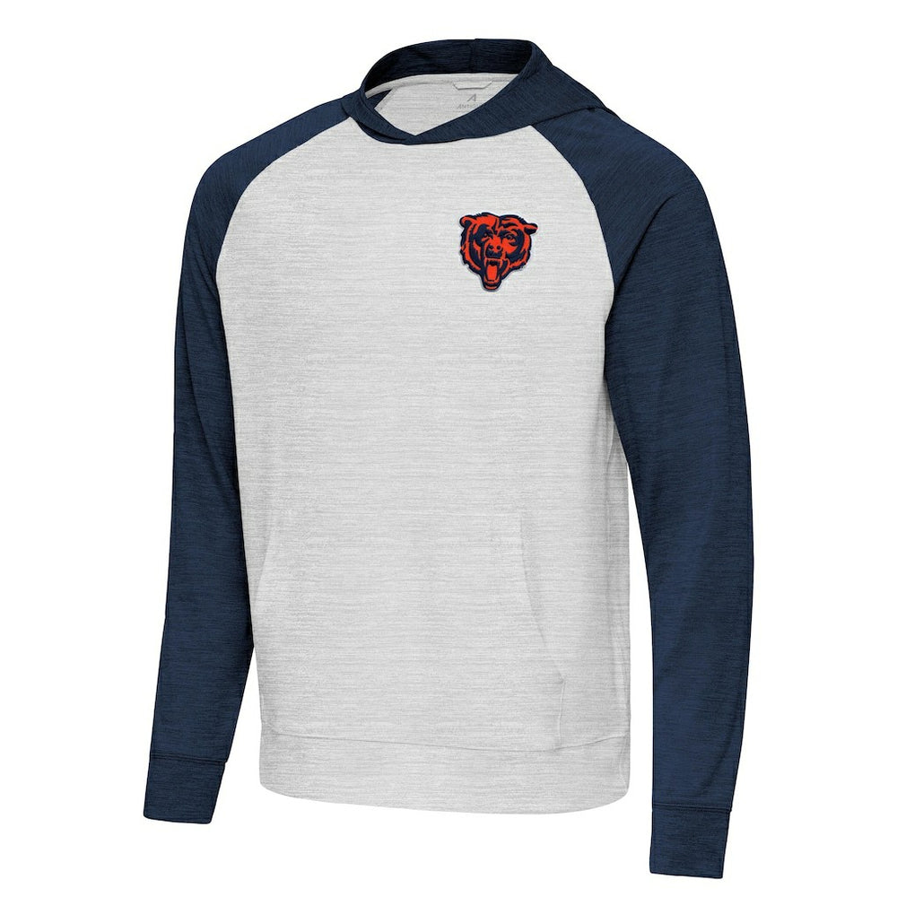 Chicago Bears Antigua Urgent Pullover Hoodie - Heather Navy/Gray for sale