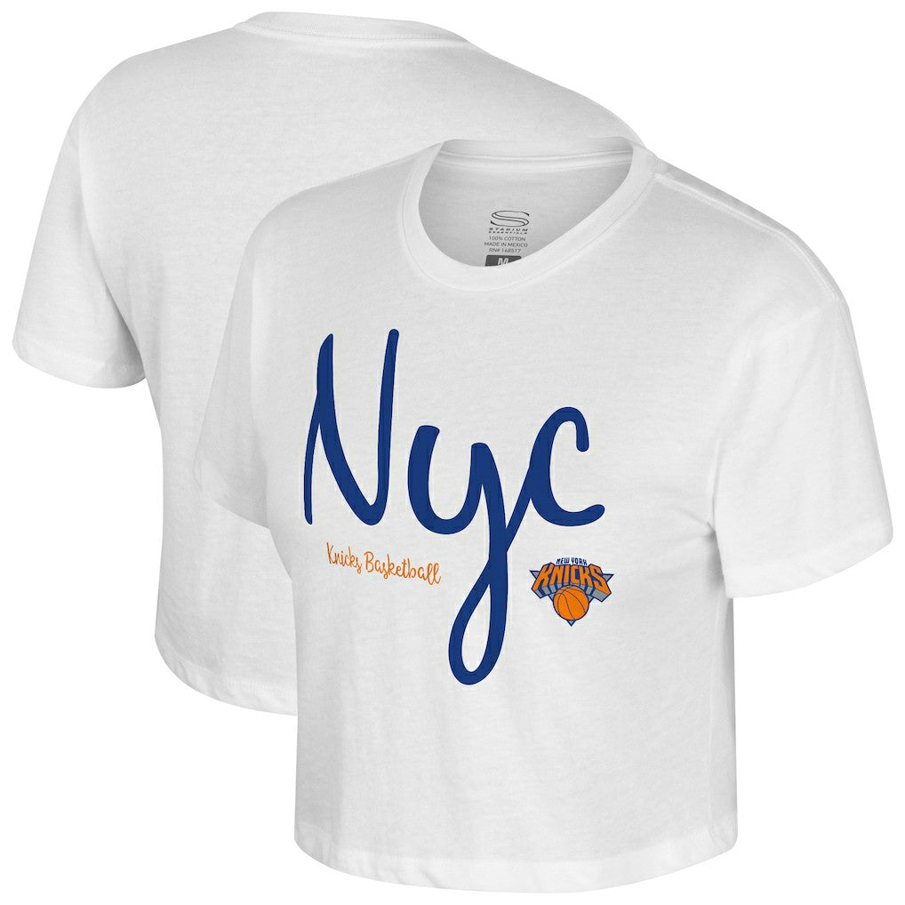 New York Knicks Stadium Essentials Cropped Third Quarter T-Shirt - White sale