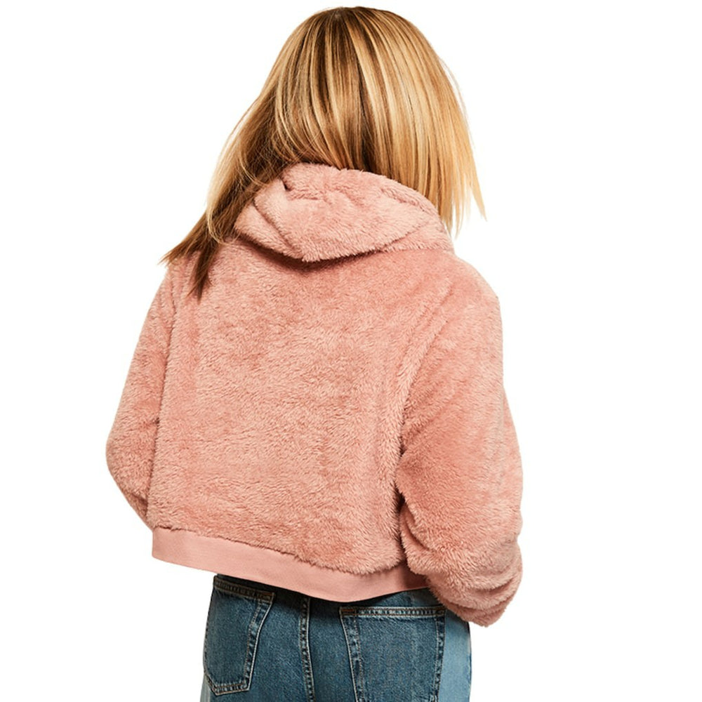 San Francisco 49ers Jill Martin Women's Tonal Sherpa Cropped Hoodie - Pink on sale