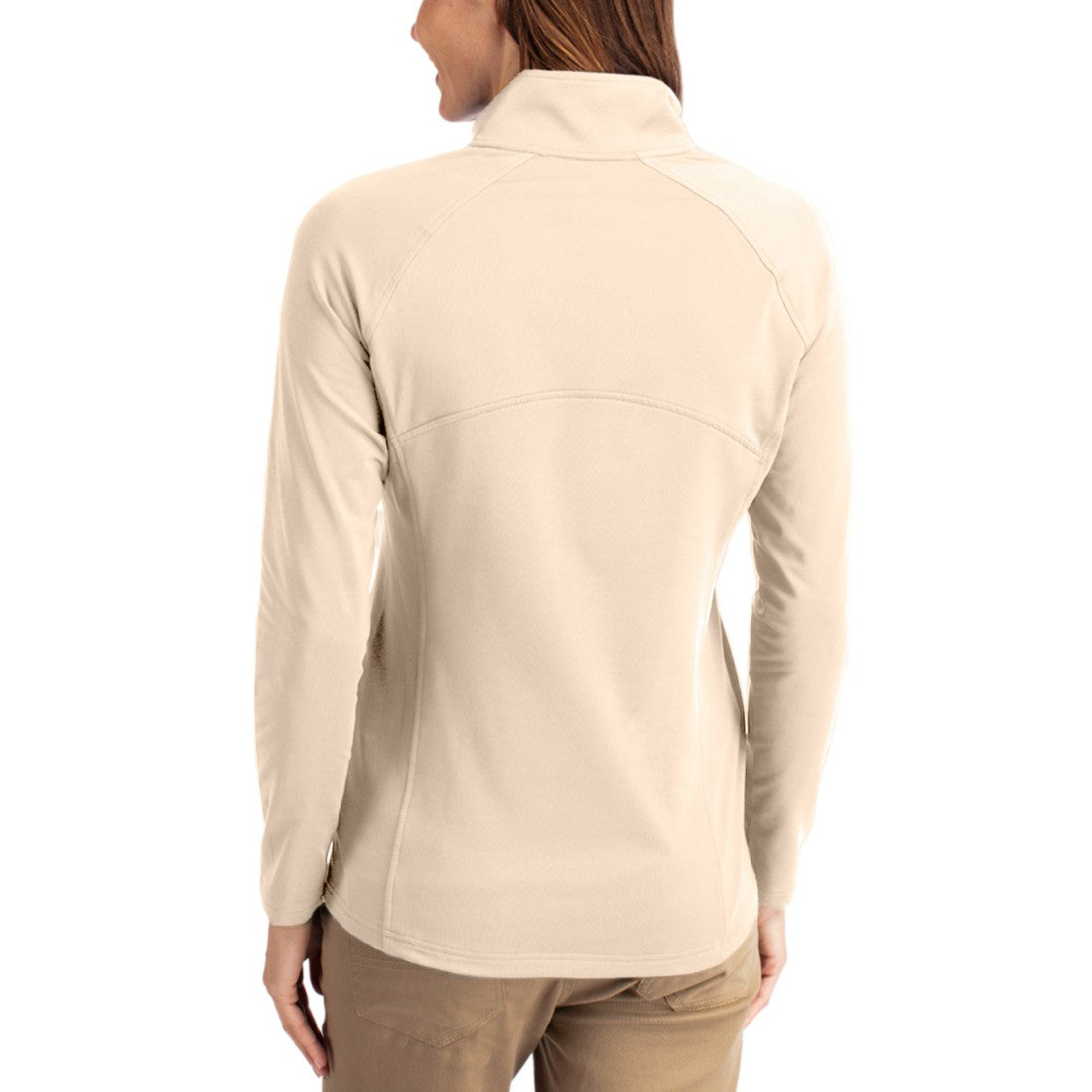 Tampa Bay Buccaneers Cutter & Buck Women's Adapt Eco Knit Stretch Recycled Raglan Half-Zip Pullover - Tan for sale