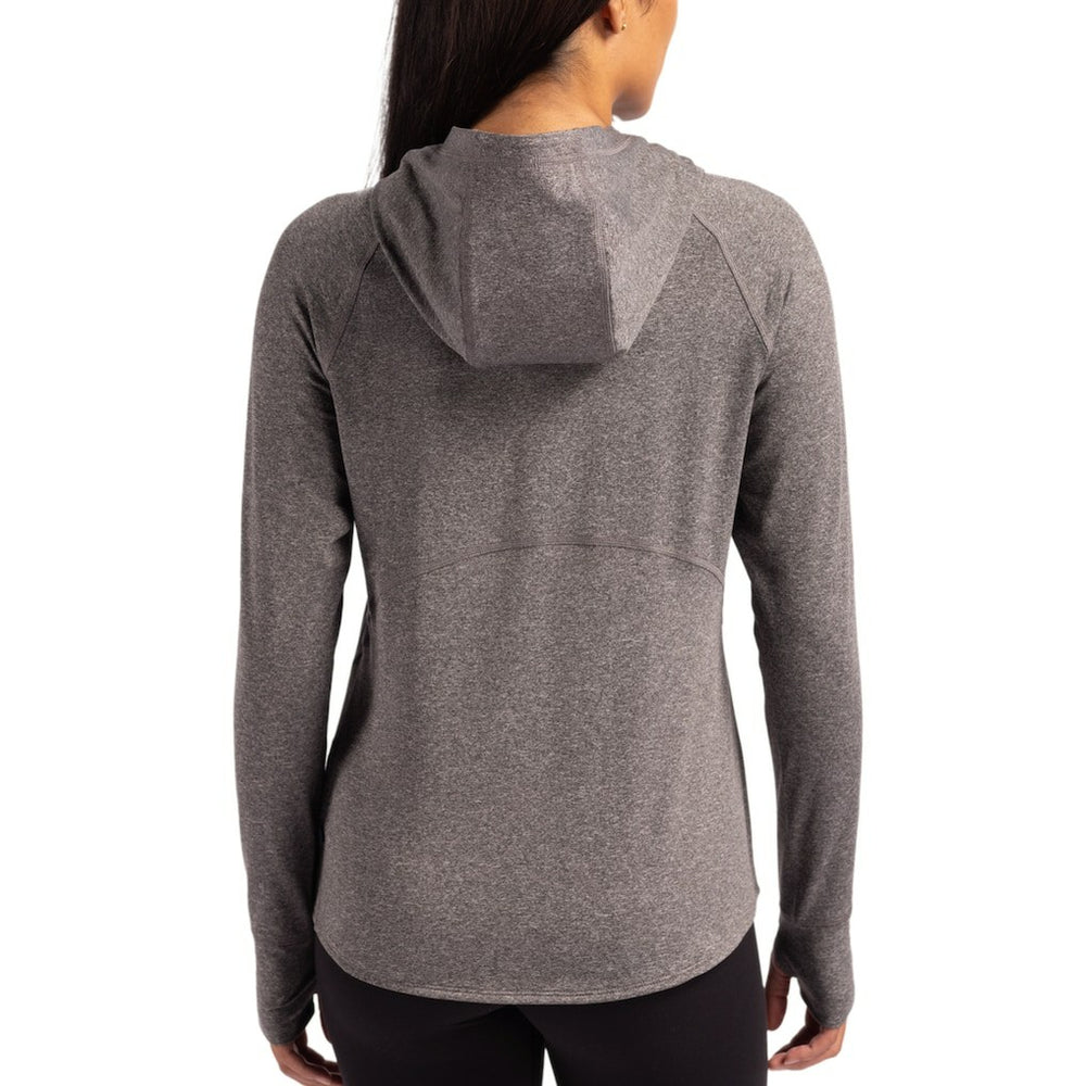 Carolina Panthers Cutter & Buck Women's Primary Logo Adapt Knit Recycled Raglan Pullover Hoodie - Heather Charcoal for sale
