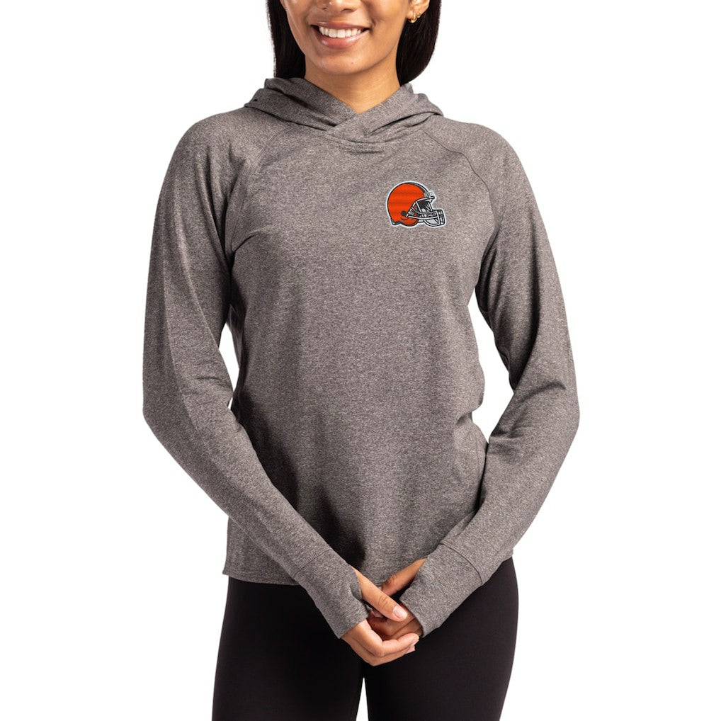 Cleveland Browns Cutter & Buck Women's Primary Logo Adapt Knit Recycled Raglan Pullover Hoodie - Heather Charcoal outlet