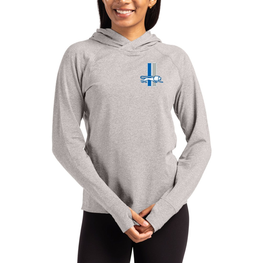 Detroit Lions Cutter & Buck Women's Throwback Logo Adapt Knit Recycled Raglan Pullover Hoodie - Heather Gray outlet